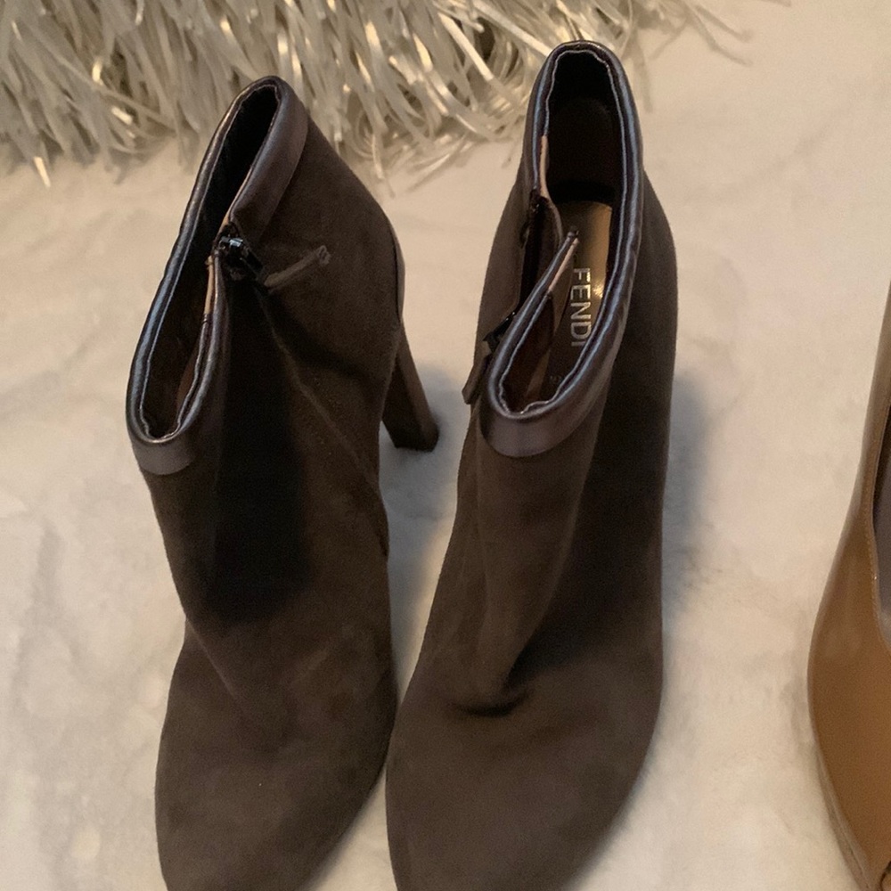Fendi Brown Suede Heeled Ankle Boots